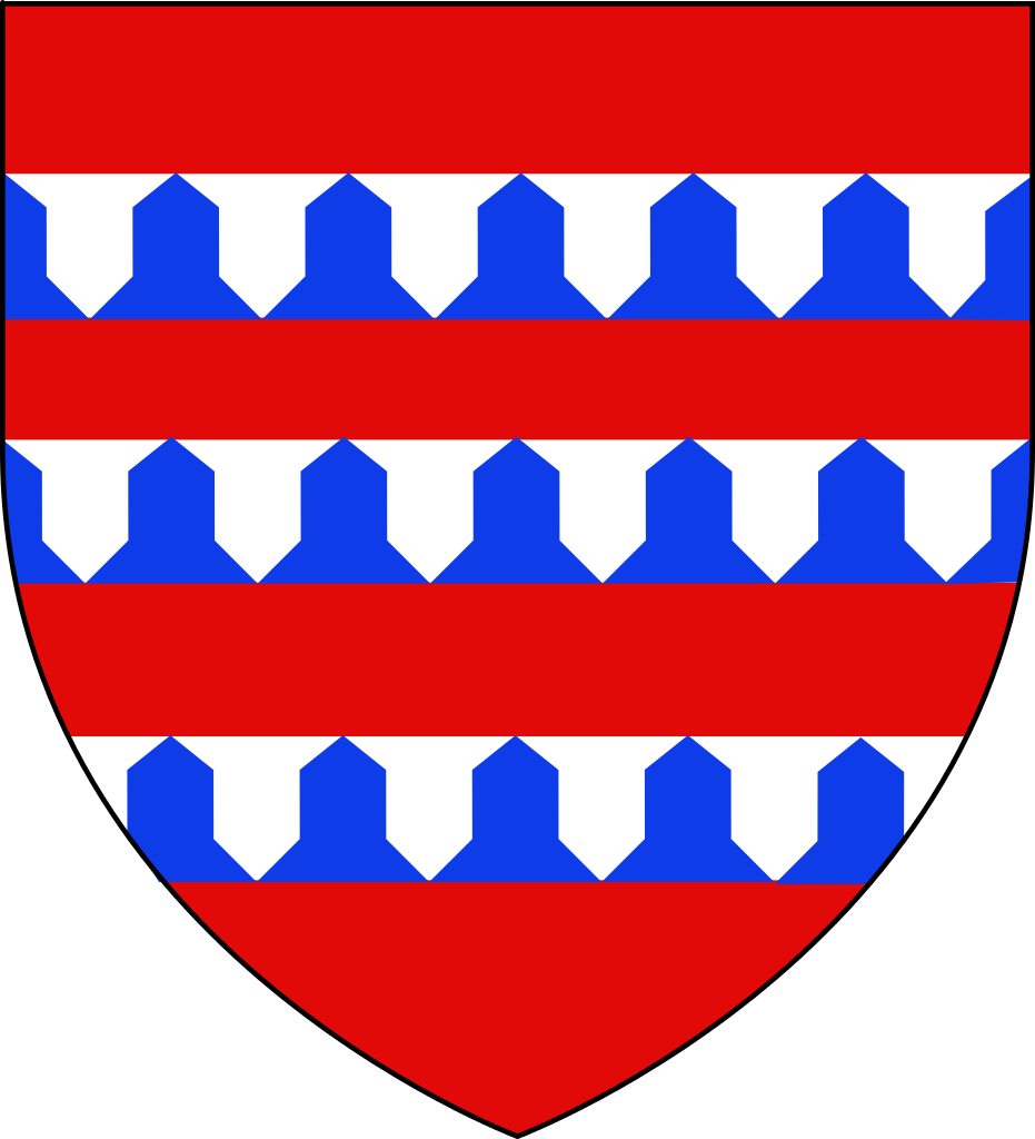 De gueules, à trois fasces de vair